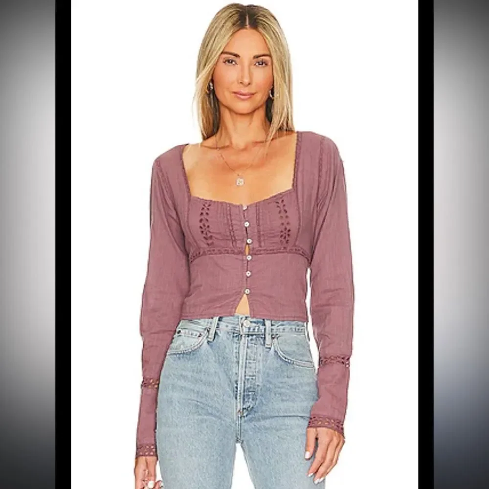 Free People Joi Blouse in Roan Rouge Size Medium